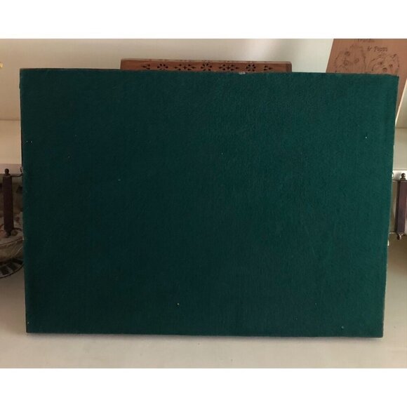 Wood Frame Antique Vintage Glass Serving Tray Red Flower Pattern Print - Picture 9 of 15